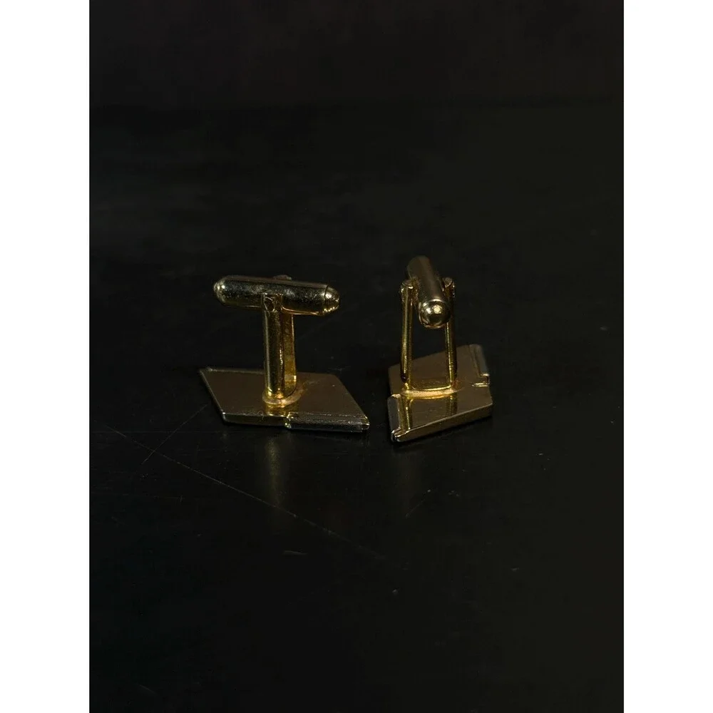 Vintage Anson Two Tone Modernist Cufflinks Abstract Geometric